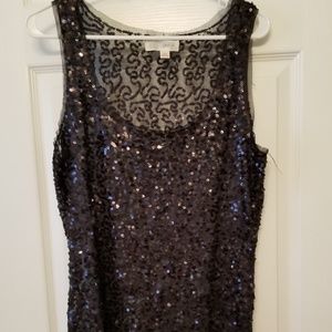Faith 21 Black Sequin Sheer Tank Top